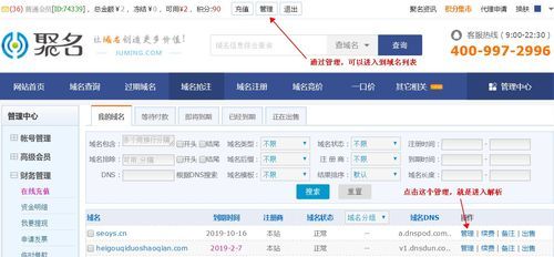 域名管理页面 如何打开域名管理后台